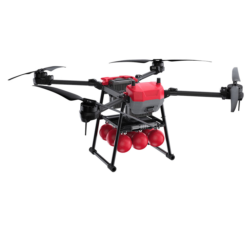 Firefighting drone deploying extinguishing balls